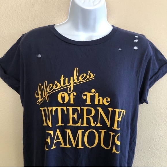 Wildfox Lifestyles Of Internet Famous Crew Neck Destroy Tee Size S - Picture 5 of 13